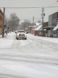 This was the scene in downtown Lavonia in January 2010 when some 8 inches of snow fell. Forecasters say that much snow is not expected with this system, if we get any at all.  