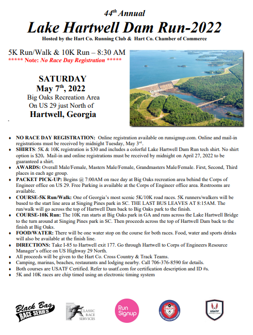 44th Annual Lake Hartwell Dam Run 92.1 WLHR