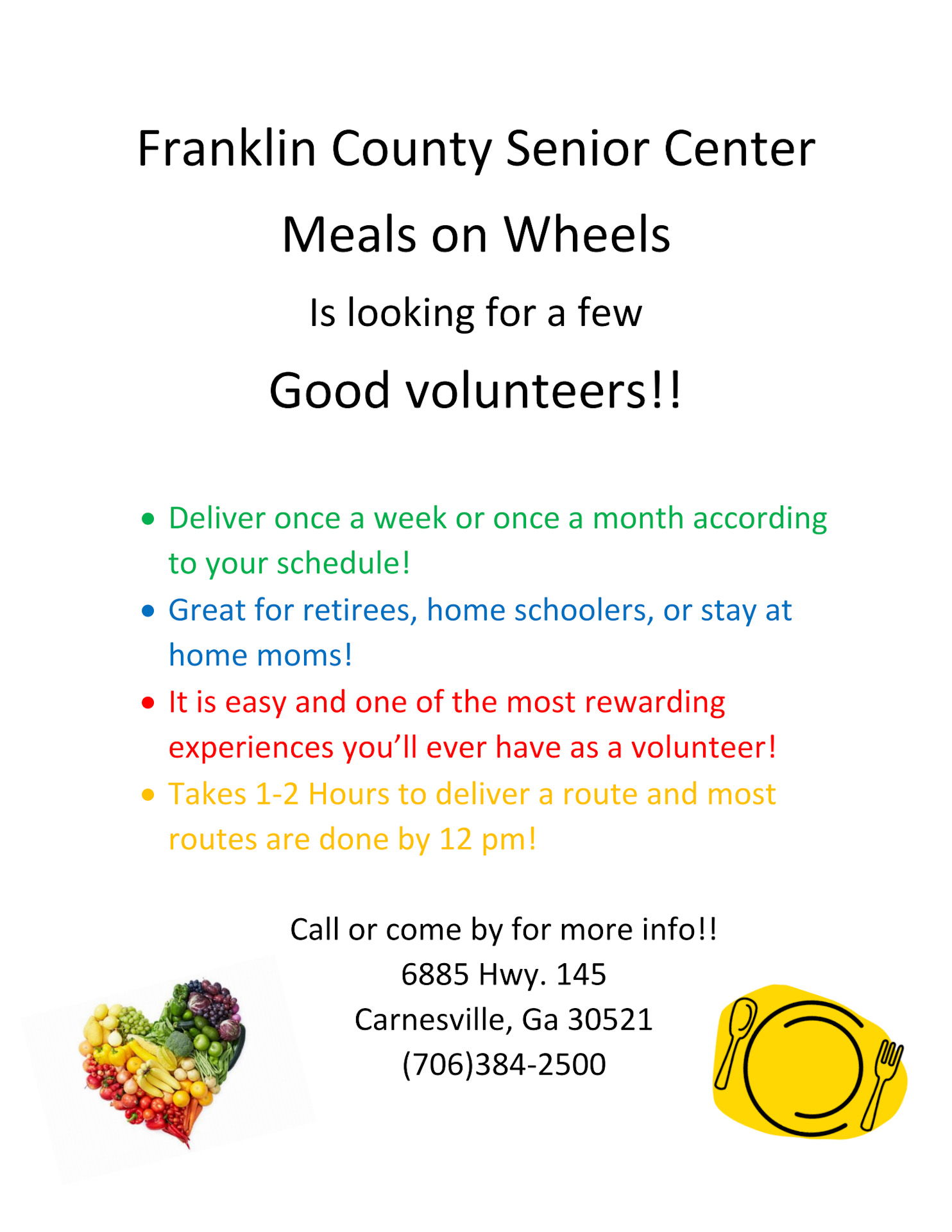 Franklin Co. Meals on Wheels Volunteers Needed 92.1 WLHR